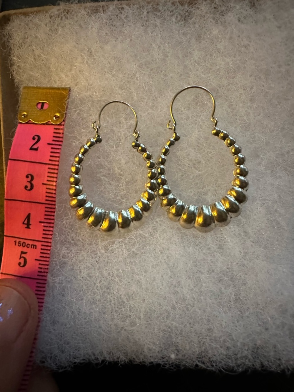 Sterling Silver Beaded Hoop Earrings - Silver